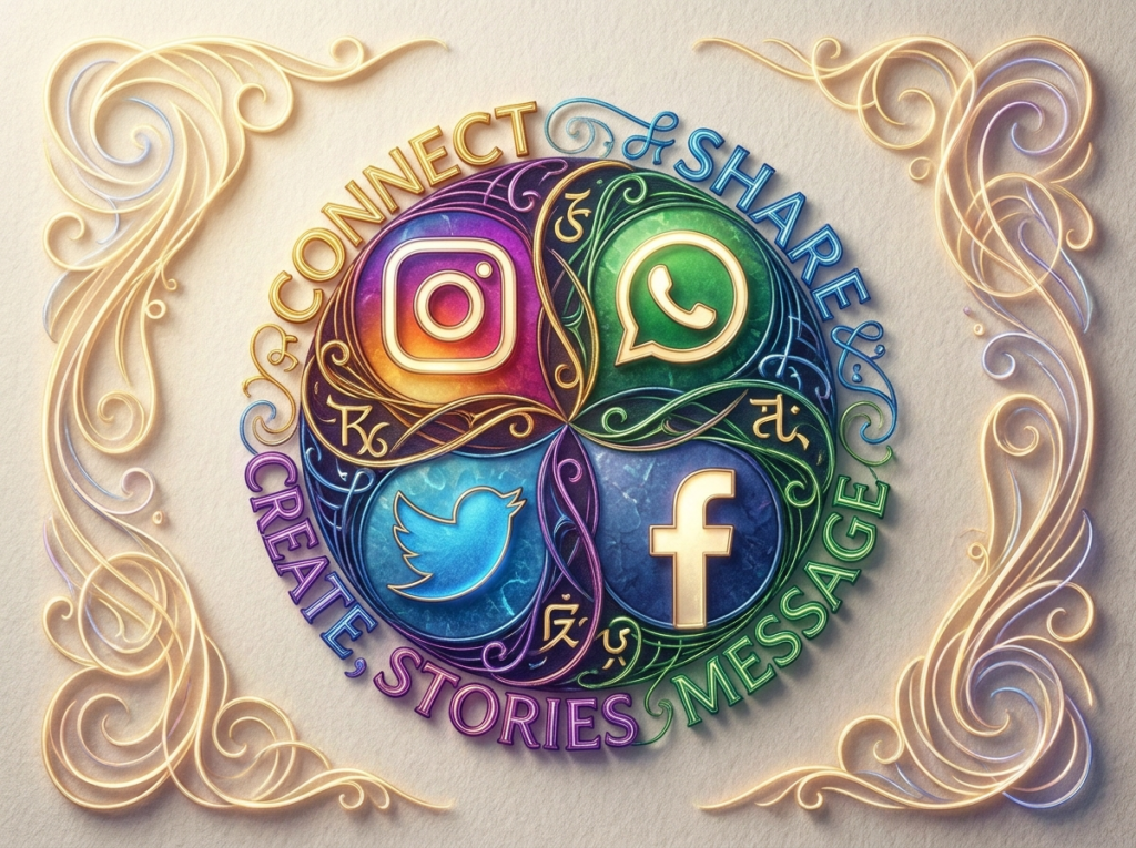 Social media icons with letters 202607151143